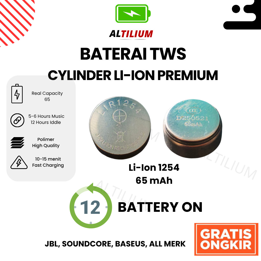 Elektro Baterai TWS 1254 Li ion Altilium power z55h zenipower varta