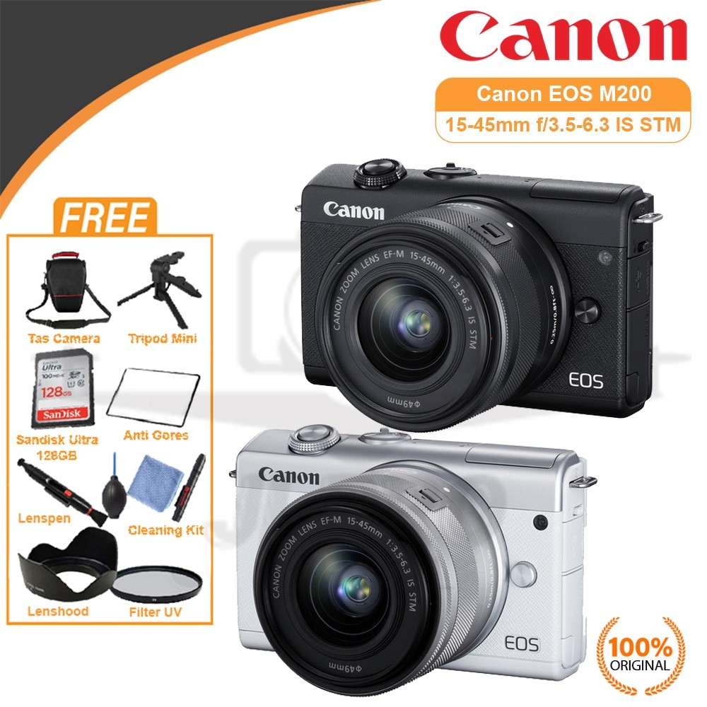 CANON EOS M200 KIT 15-45MM PAKET BONUS - KAMERA CANON MIRRORLESS PROMO
