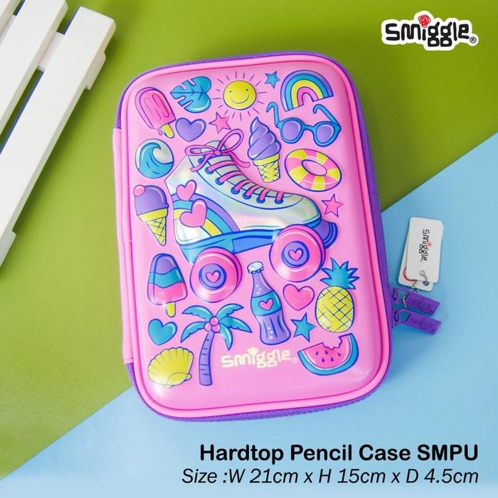 

[New Arrival] SMIGGLE Hardtop Pencil Case SMPU Tempat Kotak Pensil Smiggle 3D Kartun - SKATES PINK