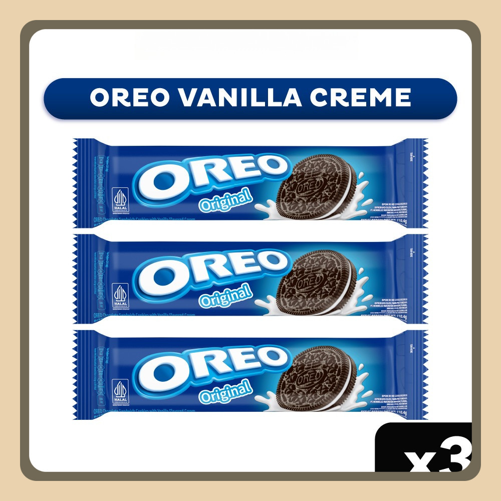 

Oreo Vanilla Cream 110.4gr x 3 | Biskuit Snack Camilan Favorit Anak & Keluarga