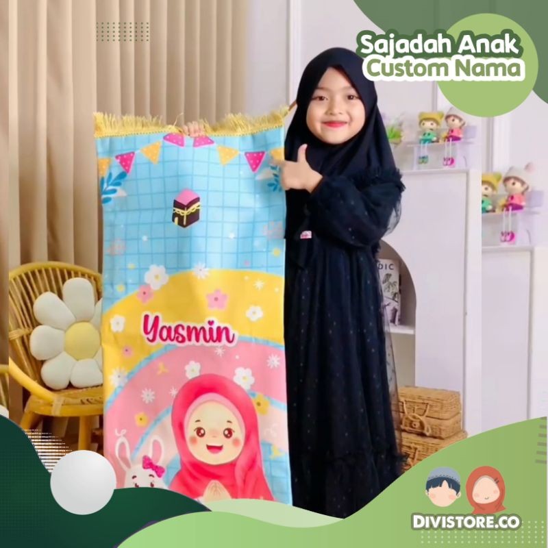 Sajadah Anak Custom Nama Empuk Tebal Anti Slip Berkarakter Faceless Sajadah Anak Custom Nama Perempu