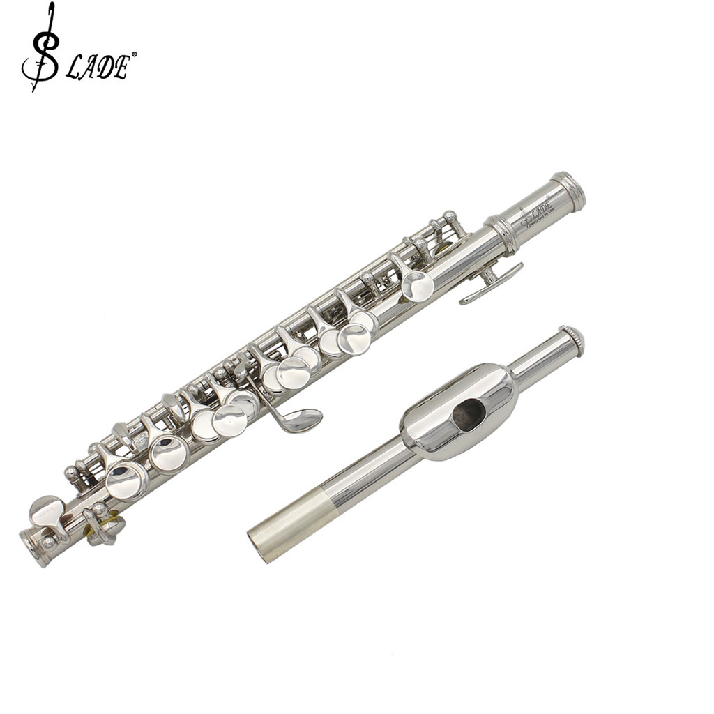 SLADE Silvery Piccolo Flute C Key Halfsize Silvery Flute trument Parts Cupronickel Piccolo Flute Woo