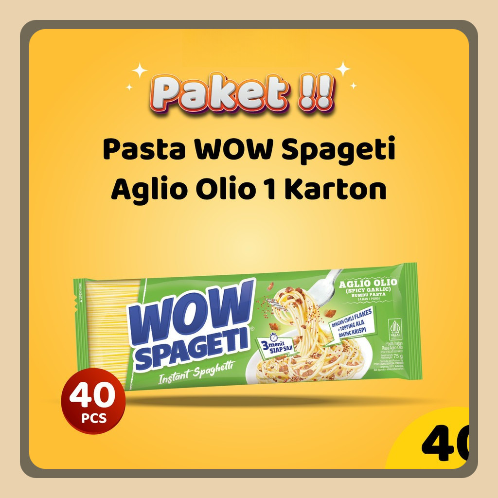 

Pasta Wow Spageti Aglio Olio 1 Karton Mix Carbonara Wow Bolognese
