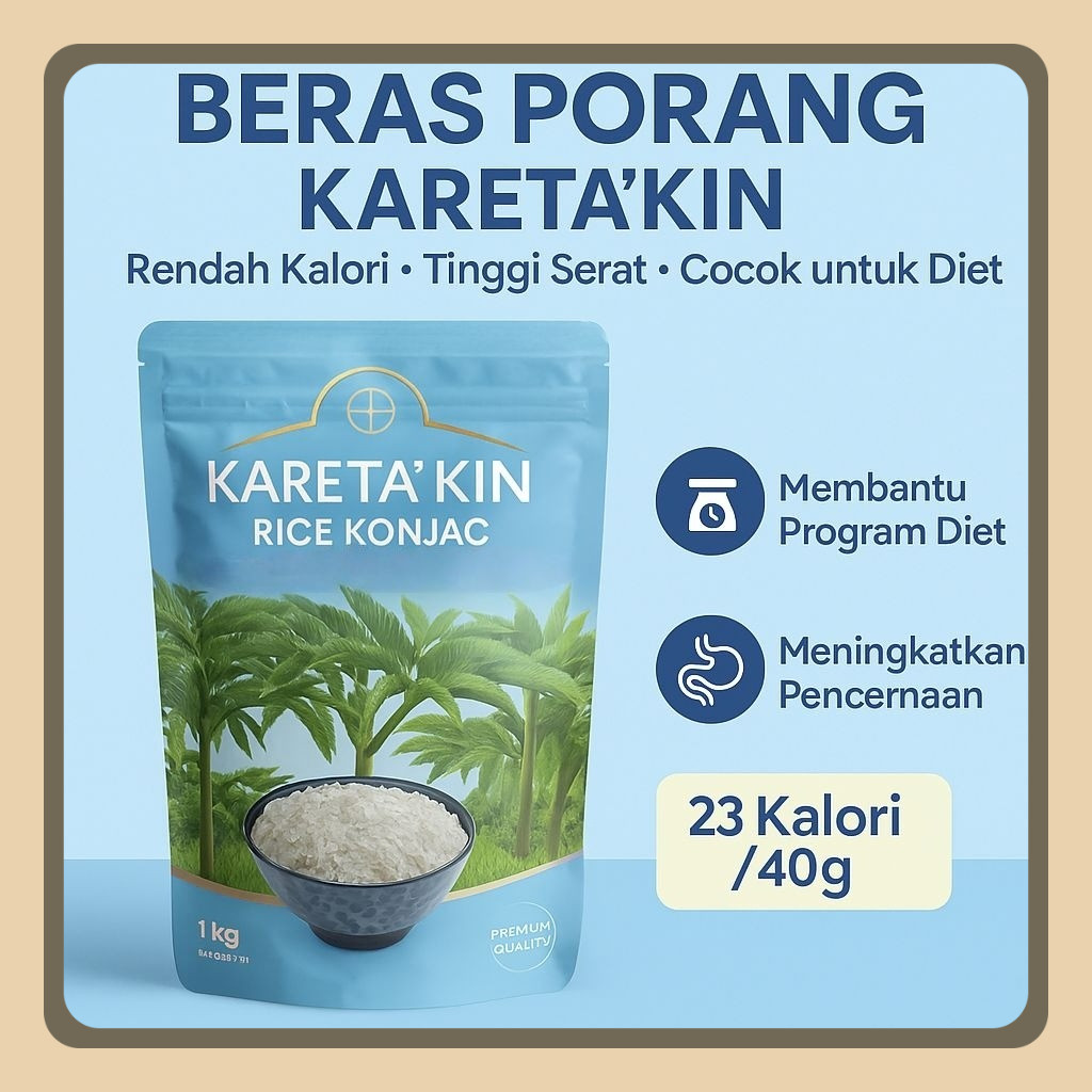 

KARETA'KIN Beras Porang Shirataki 1KG – Nasi Diet Rendah Kalori Konjac Rice