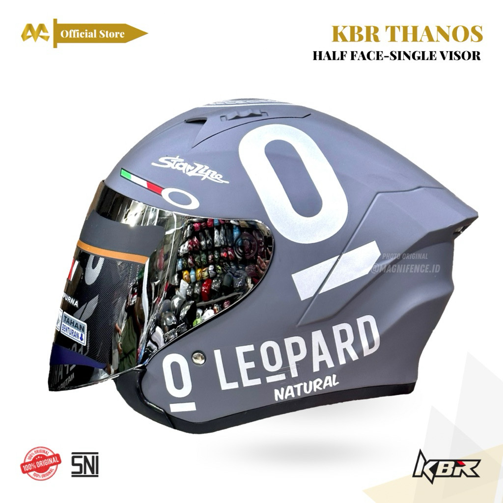 Helm Half Face KBR Thanos Thermatron Original helm Half Face  Leopard Spoiler Helm Half Face KBR Red