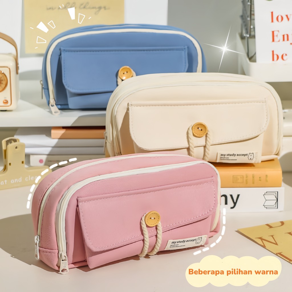 

Pencil Bag Pouch Holder Box School Supplies Kotak Large Capacity Kawaii Cases Aesthetic Stationery
