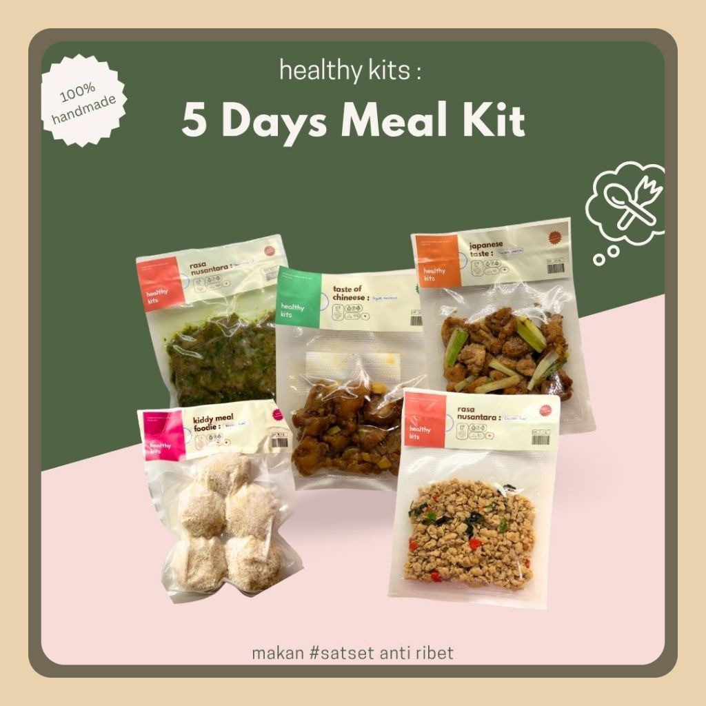 

5 Days Meal Kit | by Healthy Kits | Lauk Instan Frozen | Daging Cabe ijo, Kroket Kani, Chicken Yakitori, Chicken Basil, Ayam Mentega |