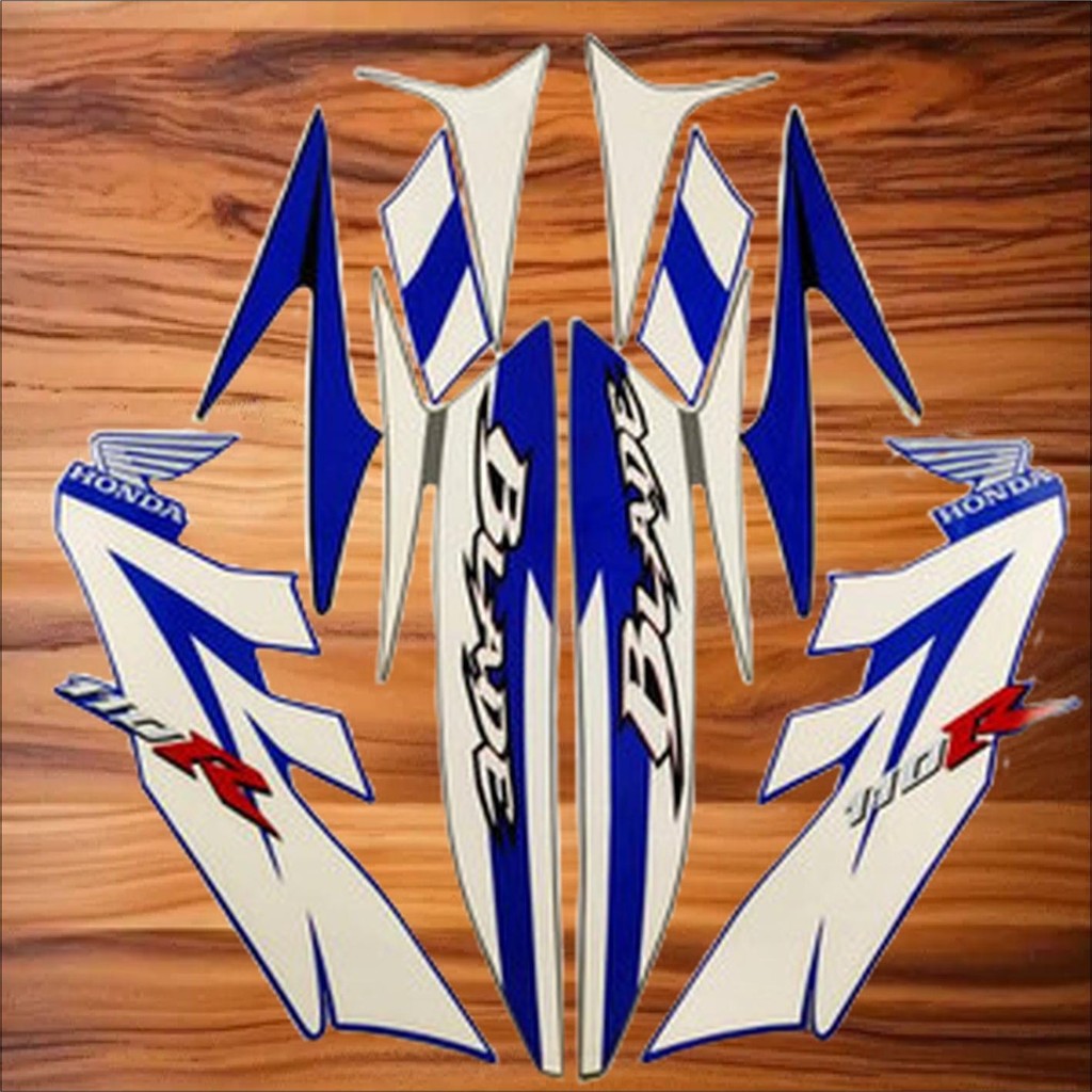Striping Stiker Motor Honda Blade 110R 2009 Silver-Biru