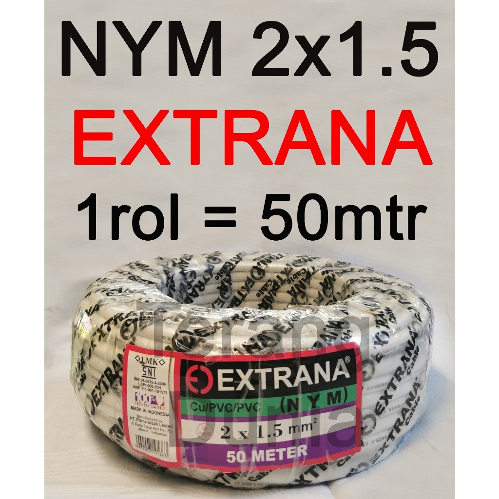 Kabel Extrana 2x1.5 Kabel NYM 2x1.5 Extrana NYM 2x1.5 Kabel Tunggal 2x1.5 Extrana terlaris
