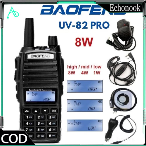 【100%Ori】HT Baofeng UV82 Handy Talky 8 Watt UV-82 Dual Band (VHF/UHF) Walky Talky 128 Channels Walki