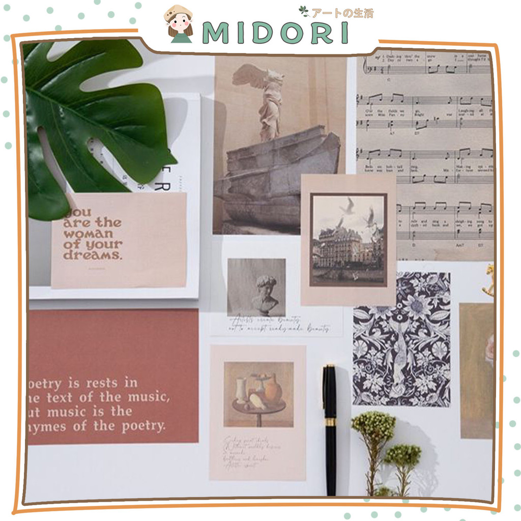 

[MIDORI] 20Pcs VINTAGE ART CRAFT PAPER Poster Card Dinding Aesthetic Photocard Wall Decor Sticker Scrapbook - B0527
