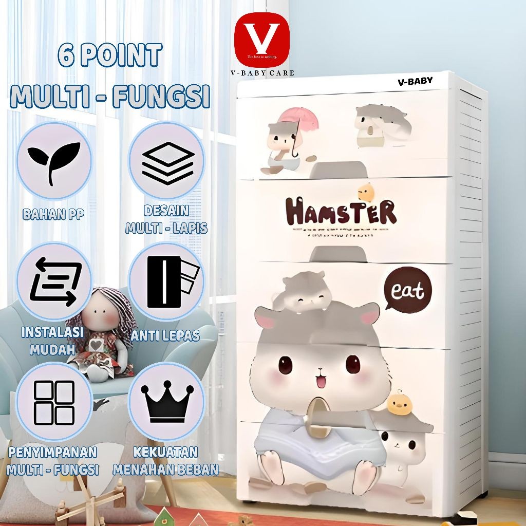 V-BABY CARE Lemari plastik anak/lemari plastik bayi/lemari pakaian anak/lemari anak premium/lemari b