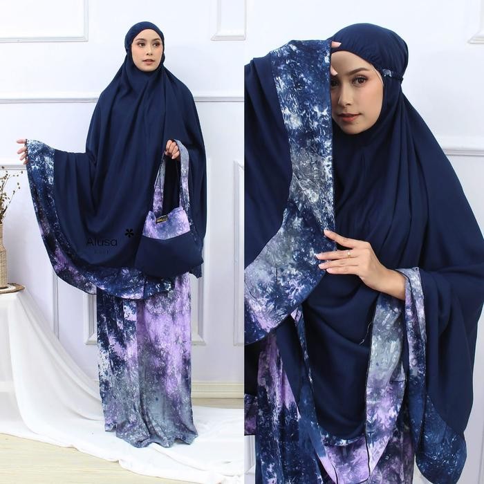 Mukena Dewasa Smoke Atas Jumbo Travel Mini Fit BB 90 kg Mukenah Remaja Terbaru Bahan Rayon Katun Ade
