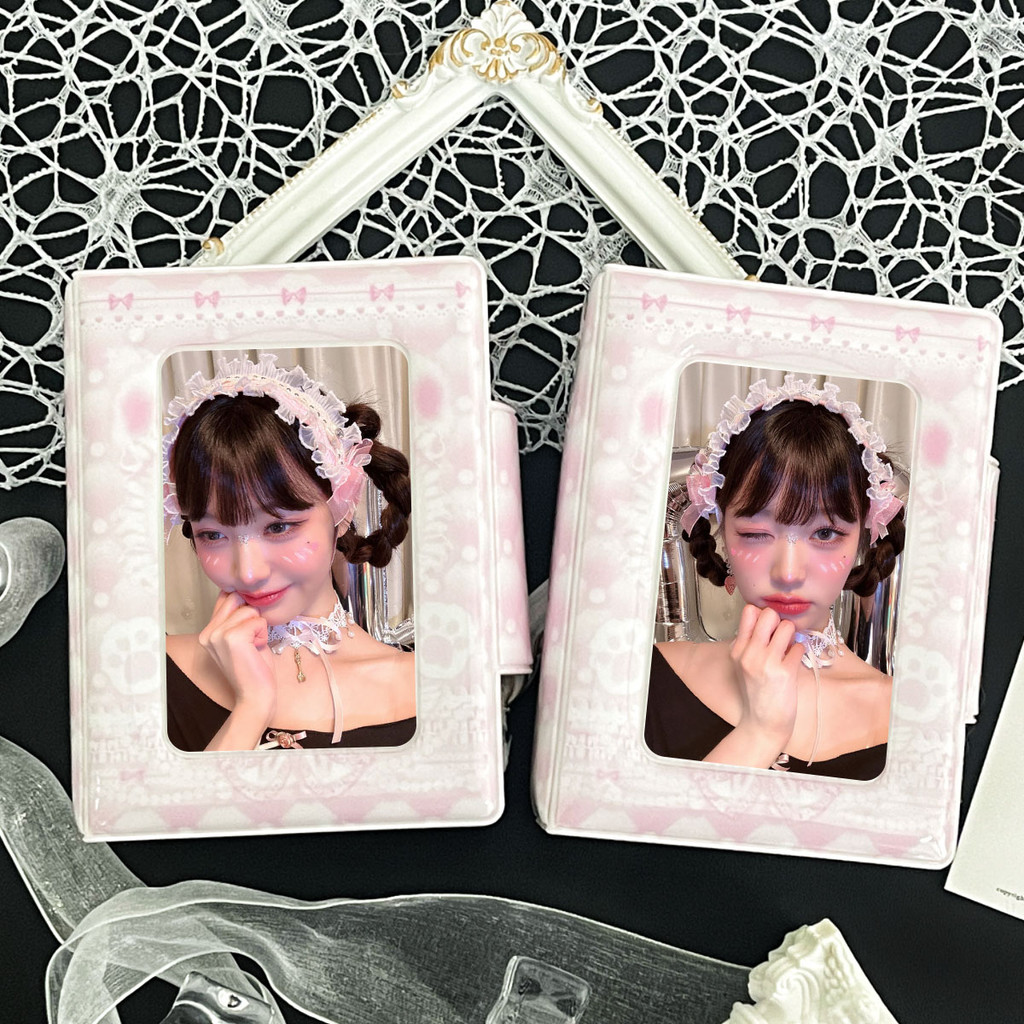 

Cute Pink Square Bow Bear Photo Card Holder, Kpop Trendy Photo Card Holder, Pu Material, Suitable for 3-3.5in Photo Card, Polaroid Photo Mini Photo Album, Portable Star Chasing Idol Photo Protection Card Album