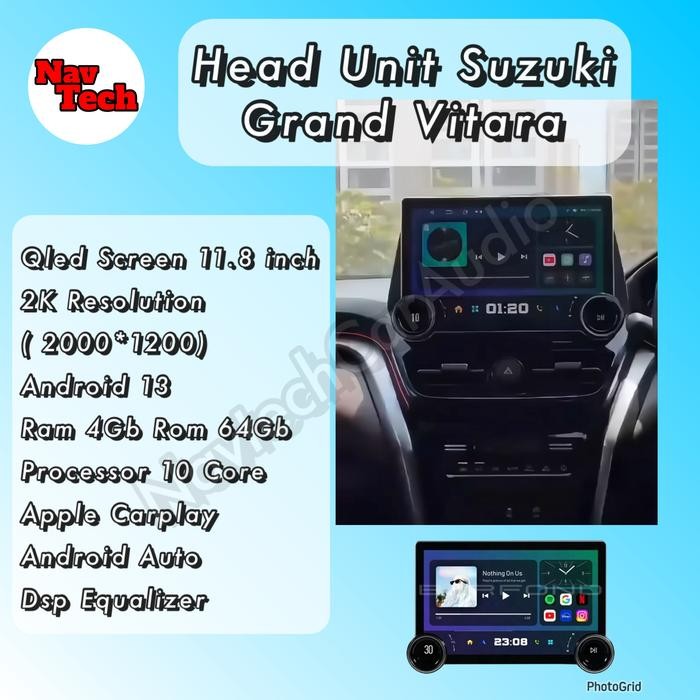 Head unit android 11.5 inch Suzuki Grand Vitara Qled Screen 2K Resolution