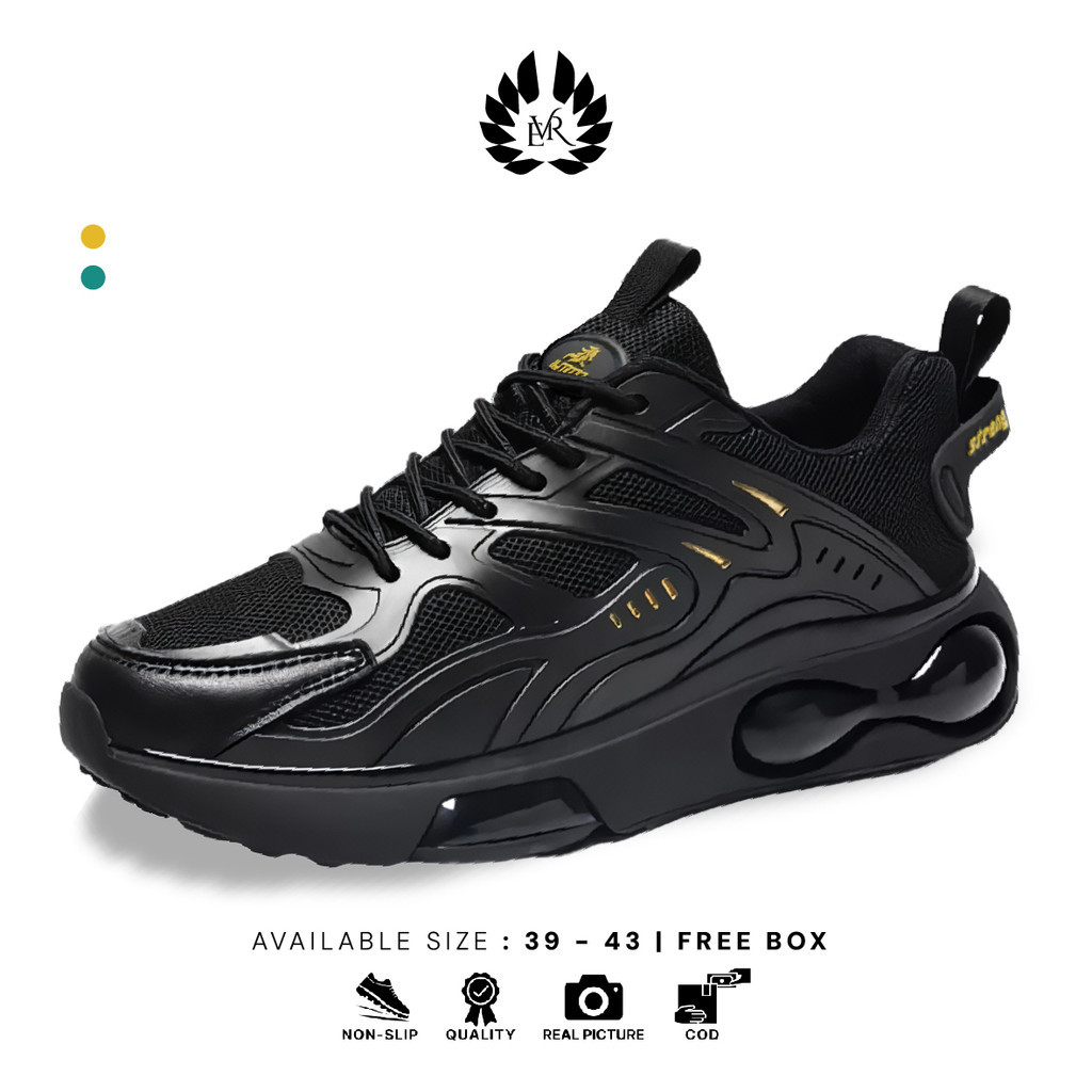 [PREMIUM ORIGINAL] EVR  FREE BOX LV0322 Sepatu Sneakers Pria Sepatu Sport Hitam Pria