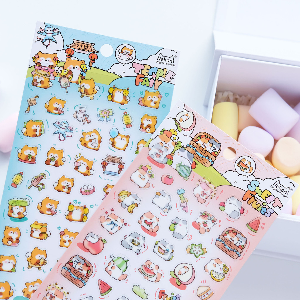 

Korean Import Original Nekoni Little Animals Party PVC Waterproof Stickers Scrapbooking Diy Journal Stationery Aesthetic Sticker