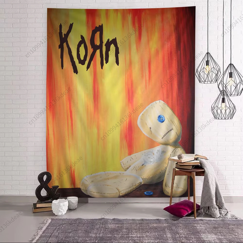 

Art Poster Tapestries K-Korn Rock Band Music Printed Large Wall Tapestry Hanging Aesthetic Bedroom Background Cloth Room Decor