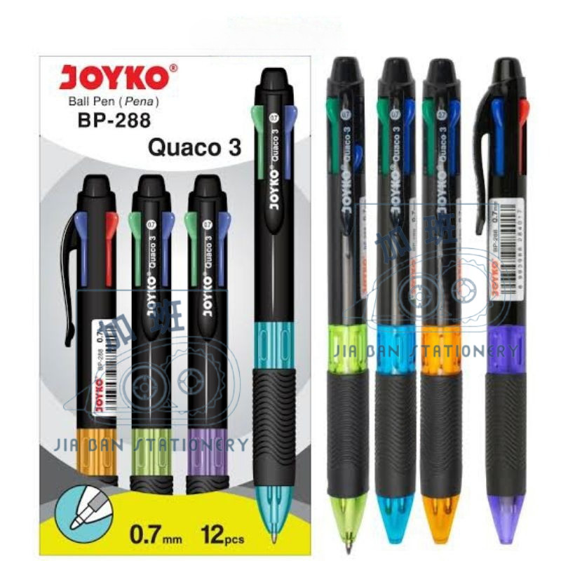 

Pulpen Joyko Quaco 3 BP-288 4 Warna Pena Bolpoin BP288 0.7mm | JBS