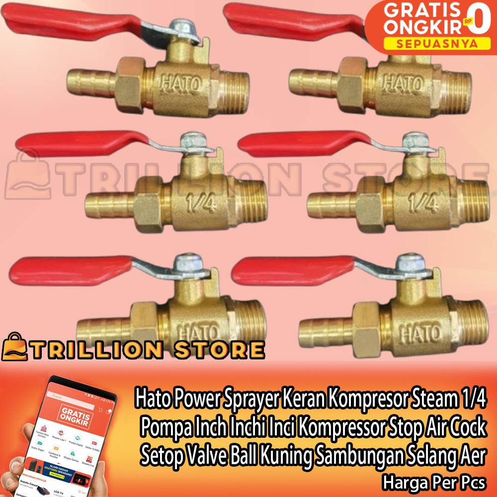 Hato Power Kran Sprayer Keran Kompresor Steam 1/4 Pompa Inch Inchi Inci Compresor Stop Air Cock Seto