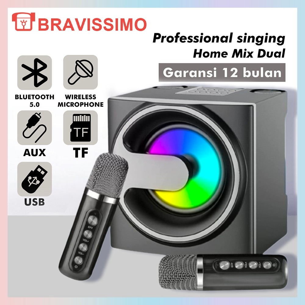 ORIYS-207 karaoke speaker bluetooth ori portable wireless 2 mic (Produk peningkatan baru) -  1 tahun