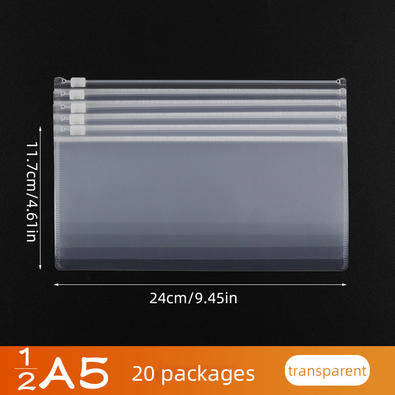 

10/20/30 Pcs Student Exam Special File Bag A4A5A6 Transparent Waterproof Zipper Bags Business Trip Office Supplies