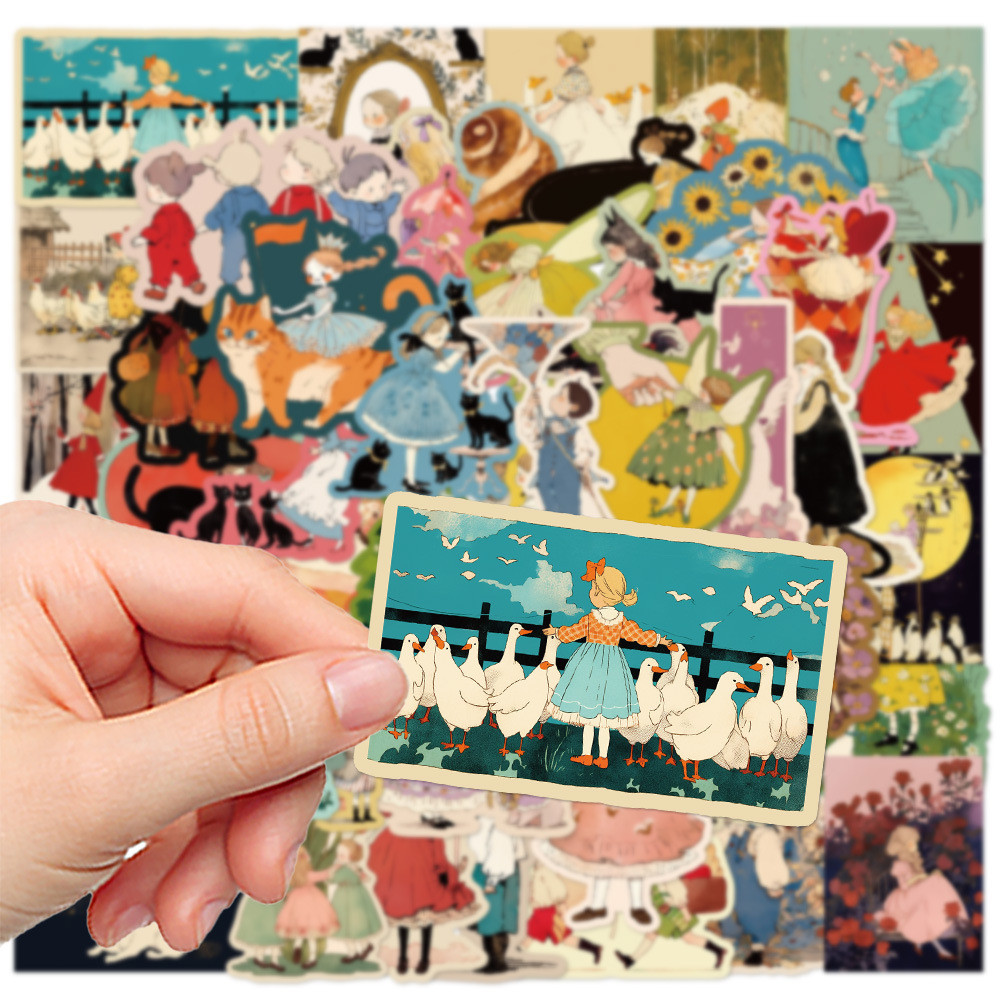 

50PCS Vintage Fairy Tale Stickers for Laptop Water Bottle Luggage Phone Waterproof Graffiti Vinyl Decals