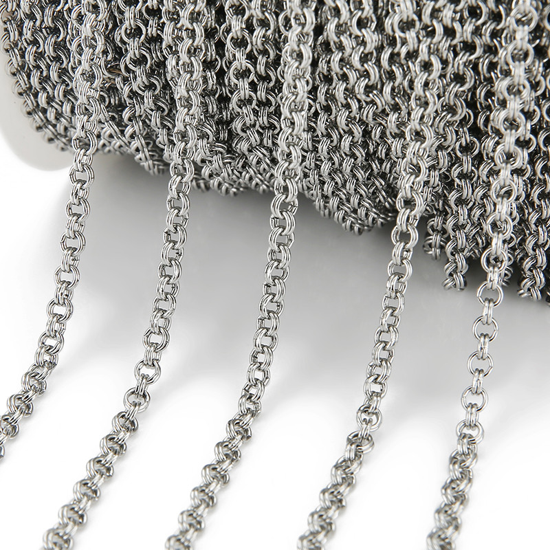 

1Meter 4mm Stainless Steel Double Rings Link Chain Small Circle Loop Chain for DIY Necklace Bracelets Bag Chain Jewelry Findings