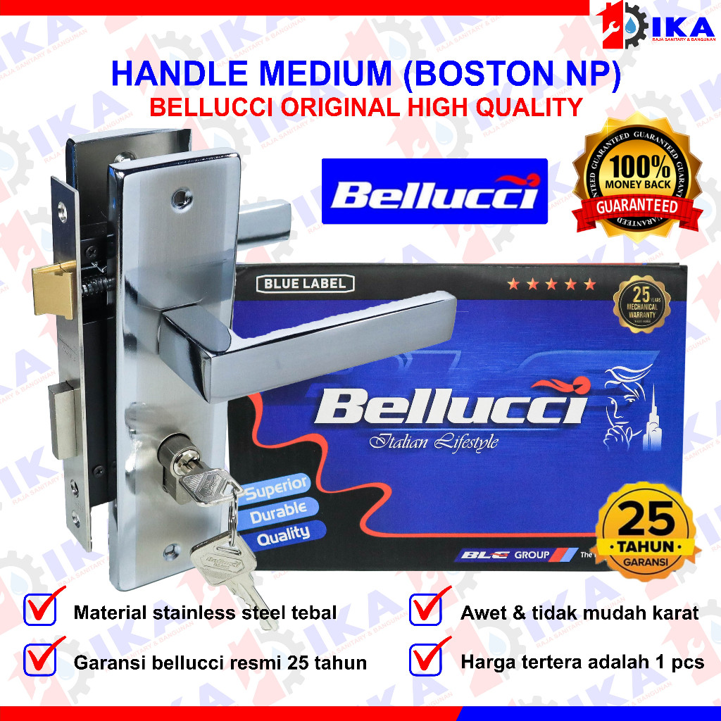Slot Kunci Handle Handel Bellucci Boston Silver Hendel Pintu Set Medium 20 CM / Kunci Pintu Tanggung