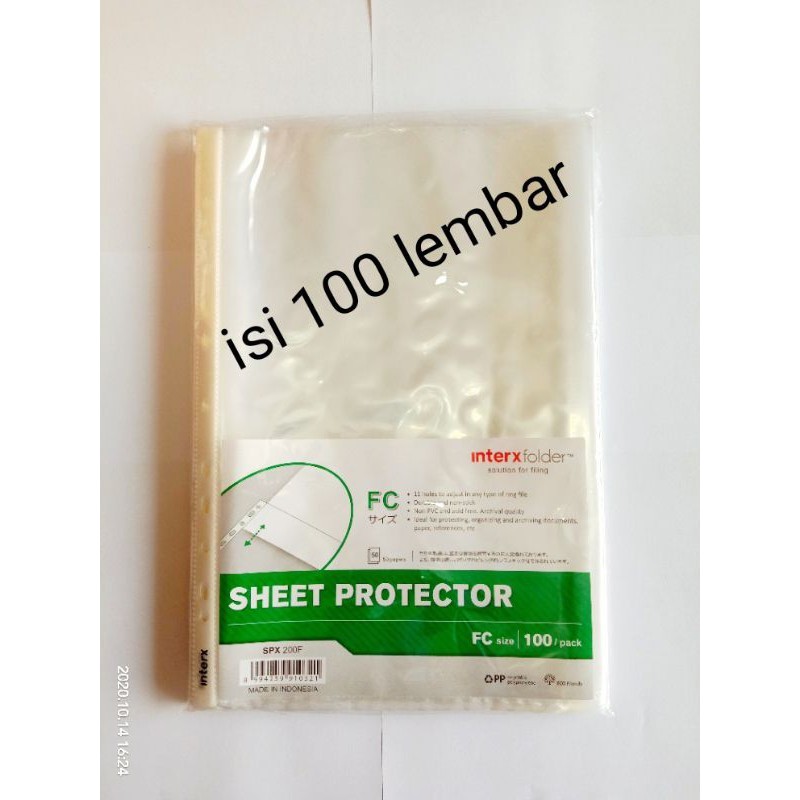 

sheet protector / plastik pp pocket folio inter x folder. isi 100 lembar