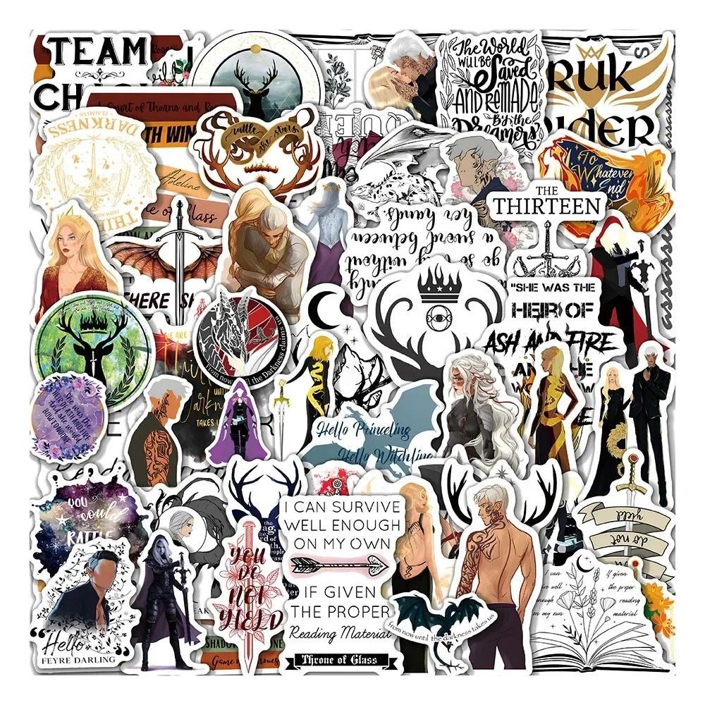 

50PCS Cartoon Novels Throne of Glass Stickers DIY Graffiti Decal for Laptop Suitcase Skateboard Motorcycle Guitar Bottle Sticker