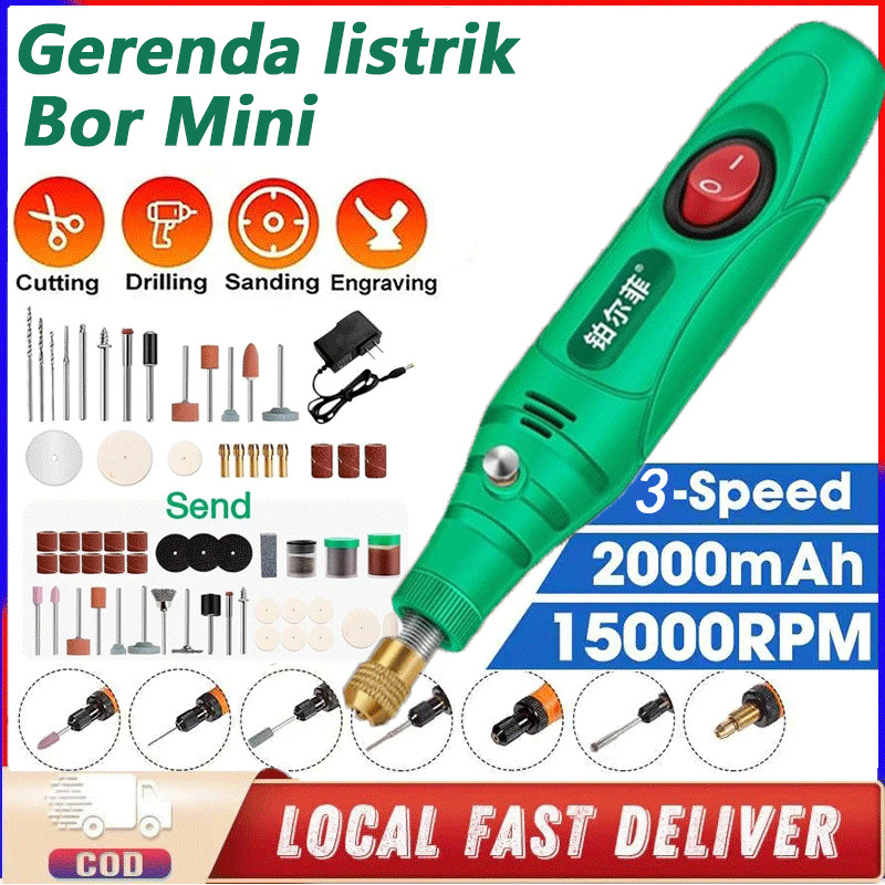 

Bor Mini 12V DC 18000 RPM Mini Drill Electric Engraver Grinder Gerinda Electrik Listrik / Alat Ukir Kayu /Alat Amplas