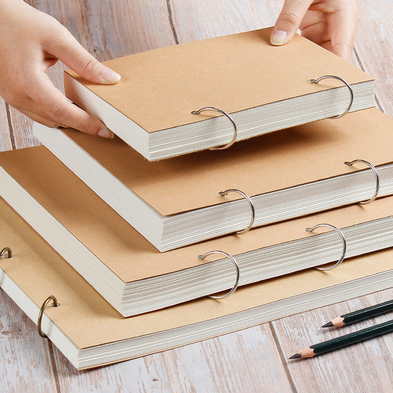

Retro Spiral Sketchbook buku gambar sketsa Linen Hardcover Refillable Notebook for Art Supplies Drwaing