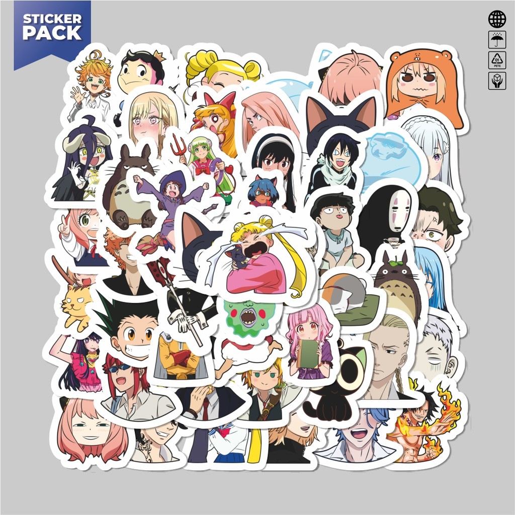 

[100PCS]Stiker Pack Stiker Anime Jepang V2 Aesthetic Vinyl Anti Air Dekorasi Sticker Laptop Buku Journal Koper Helm Casing HP Gitar Helm Skateboard