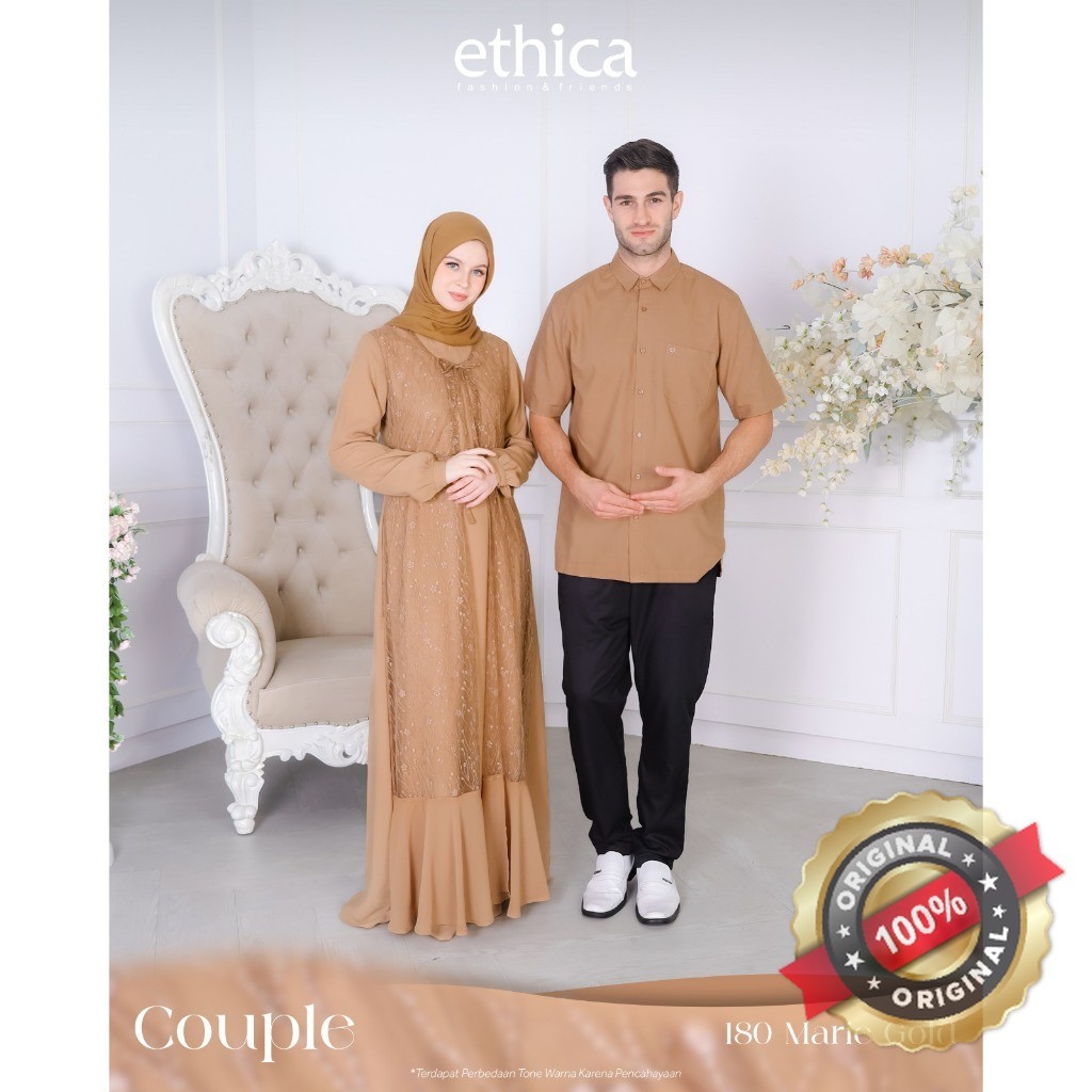 ETHICA Sarimbit Royal Couple 180 Marie Gold Baju Couple Pasangan Gamis Brukat Dress Brokat Pesta Kon