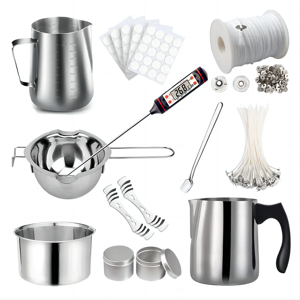 

DIY Candle Making Tools Kit - Includes Pouring Pot Wax Melting Material Aromatherapy Wicks & Holder for Crafting Homemade Candle