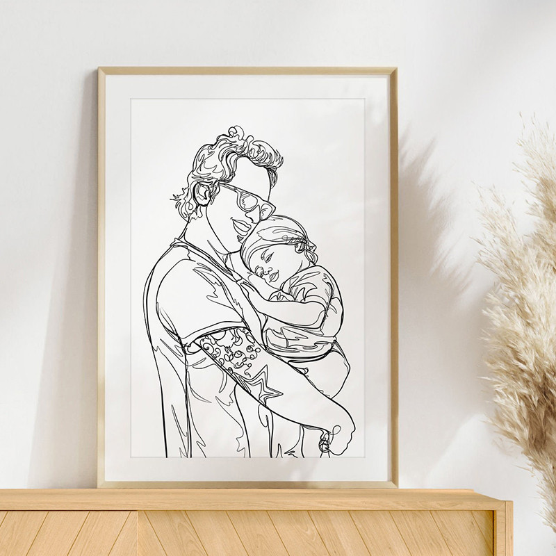 

Custom Family Line Drawing From Photo Personalized Gift For Poster Line Art Custom Grandpa Gift Family Portrait Gift For Dad