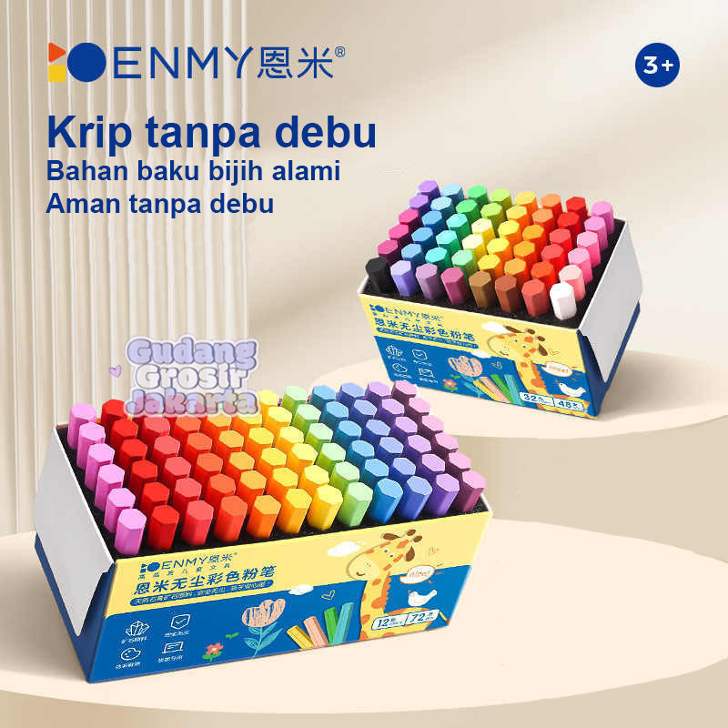 

ENMY Papan Tulis Kapur Blackboard Warna Chalk Warna-warni Cerah Putih 48pcs