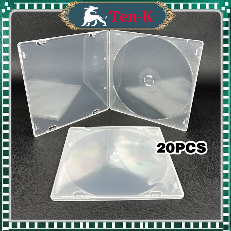 CD 20PCS DVD Case Plastik Single Slim Transparan DVD Kotak DVD Tray