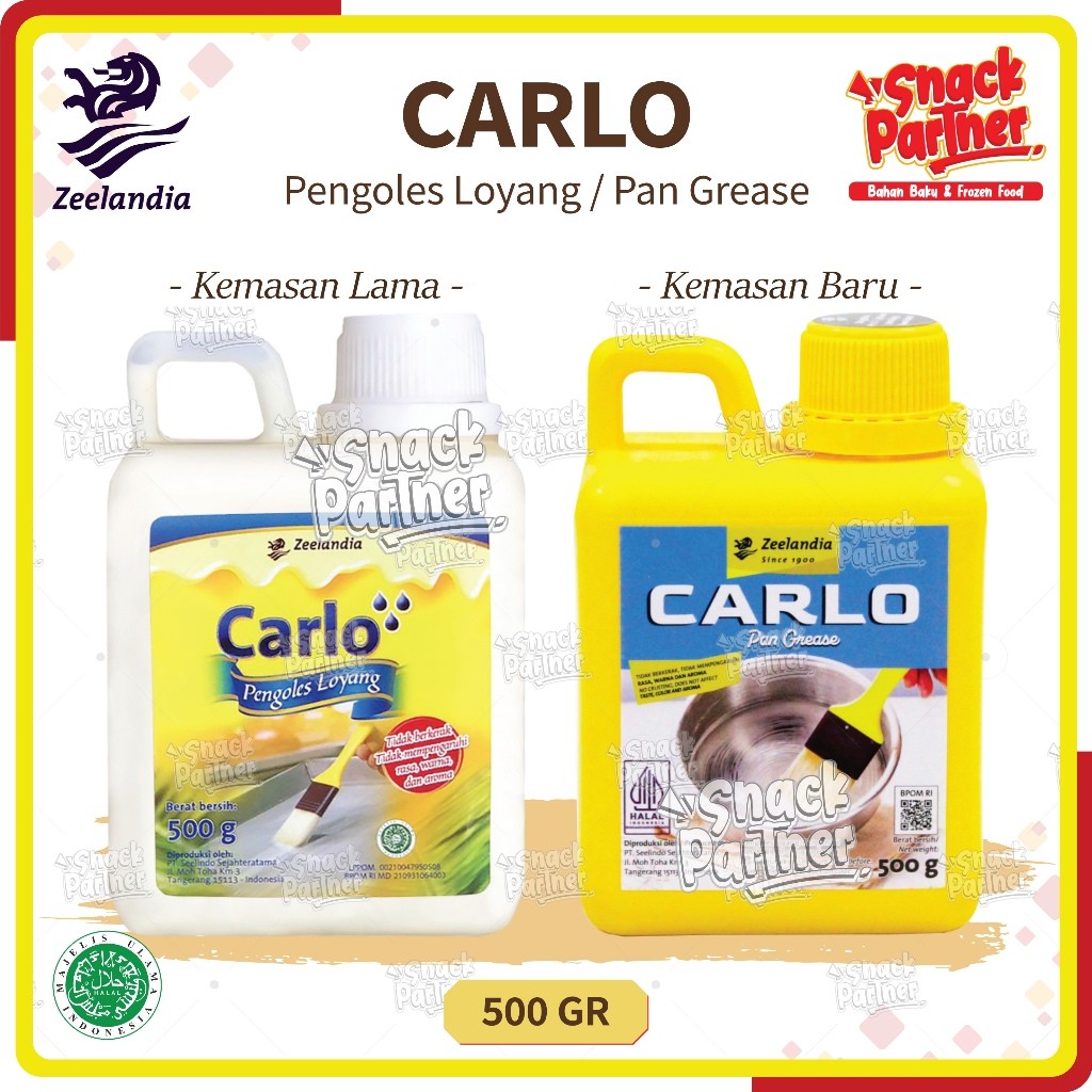 

CARLO Pengoles Loyang / Pan Grease 500 GR / REPACK Botol 100 GR - Zeelandia - Cairan Minyak Oles Anti Lengket - Kue Kering, Cookies, Lidah Kucing