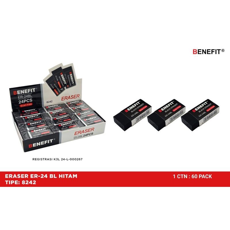 

Penghapus Benefit Besar Hitam/putih ( 1pak/24pcs)