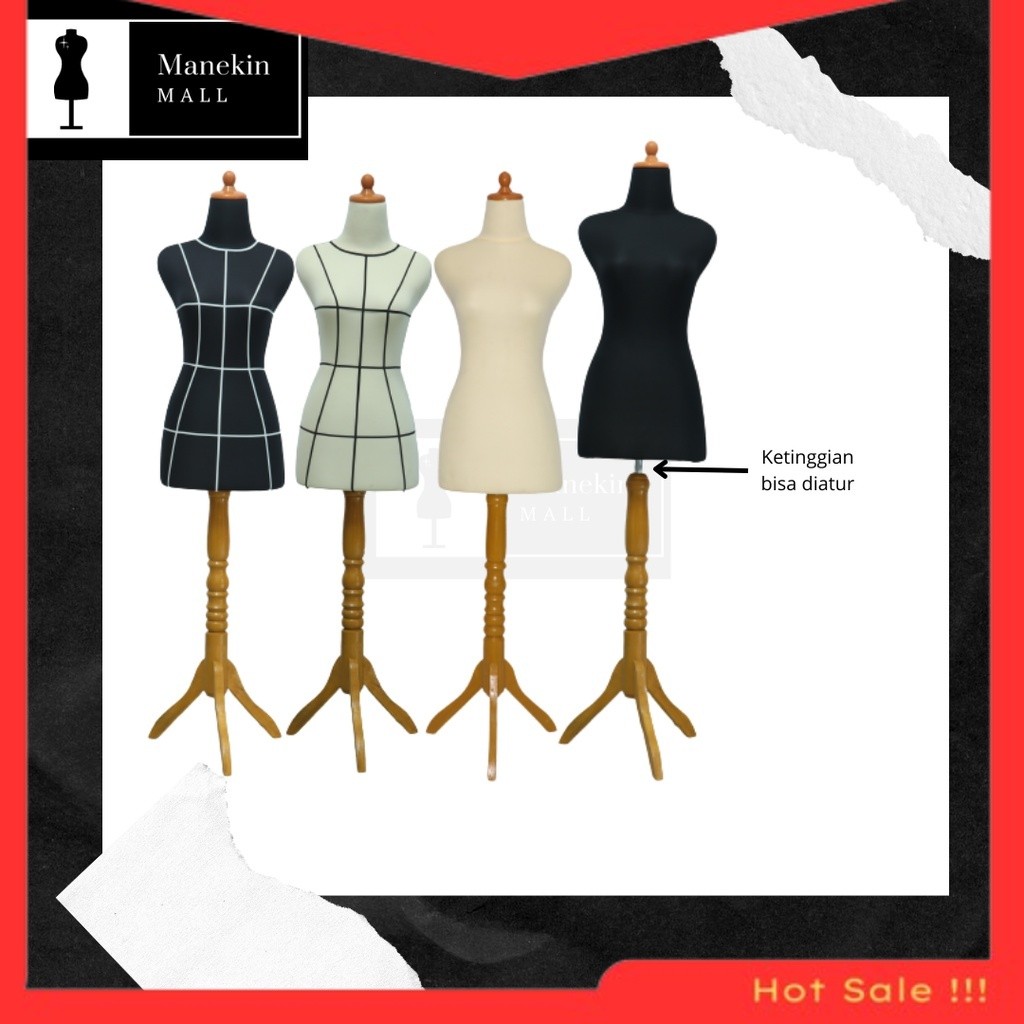 COD Manekin Wanita DM Kaki Kayu | Dress Making | Manekin DM Krem DM Hitam DM Pola | Manekin Jahit | 