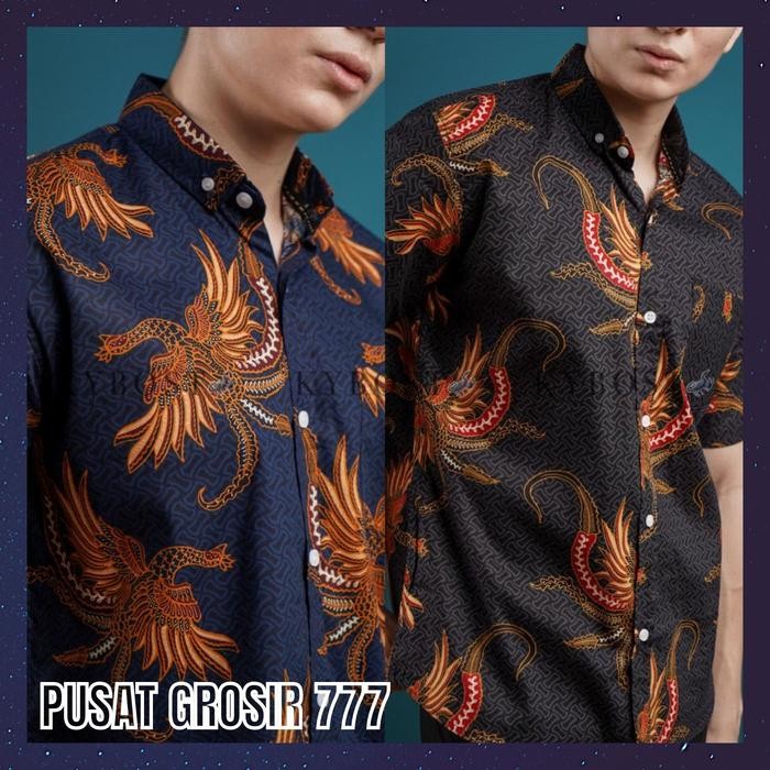 Baju Batik Pria Model Terbaru Batik Premium Pria KBP 05 - Biru, XXL