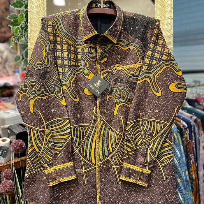 Lano Batik Semi Jas - Kemeja Batik Smock Semi Jas - Baju Batik Pria - Batik Dobby Premium - Ungu Lil