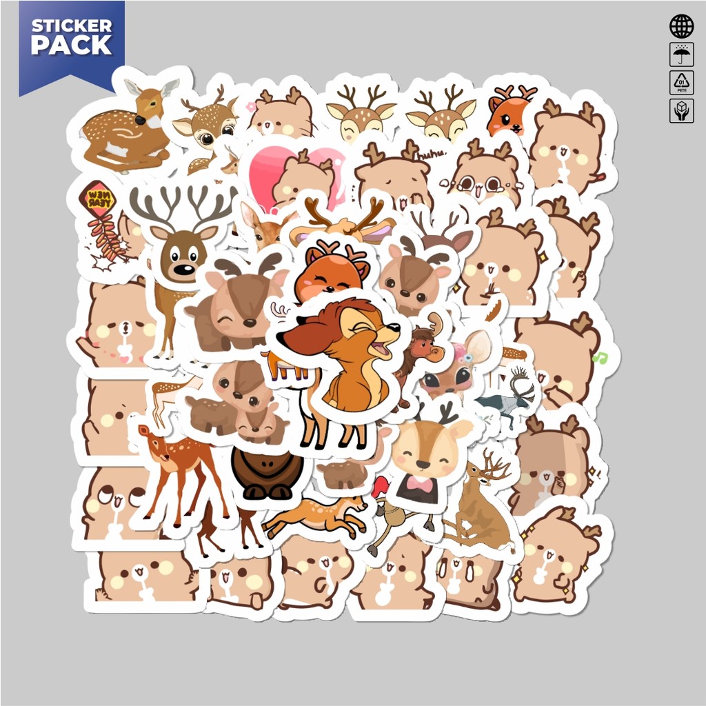 

[100PCS]Stiker Pack Stiker Hewan Rusa Aesthetic Vinyl Anti Air Dekorasi Sticker Laptop Buku Journal Koper Helm Casing HP Gitar Helm Skateboard