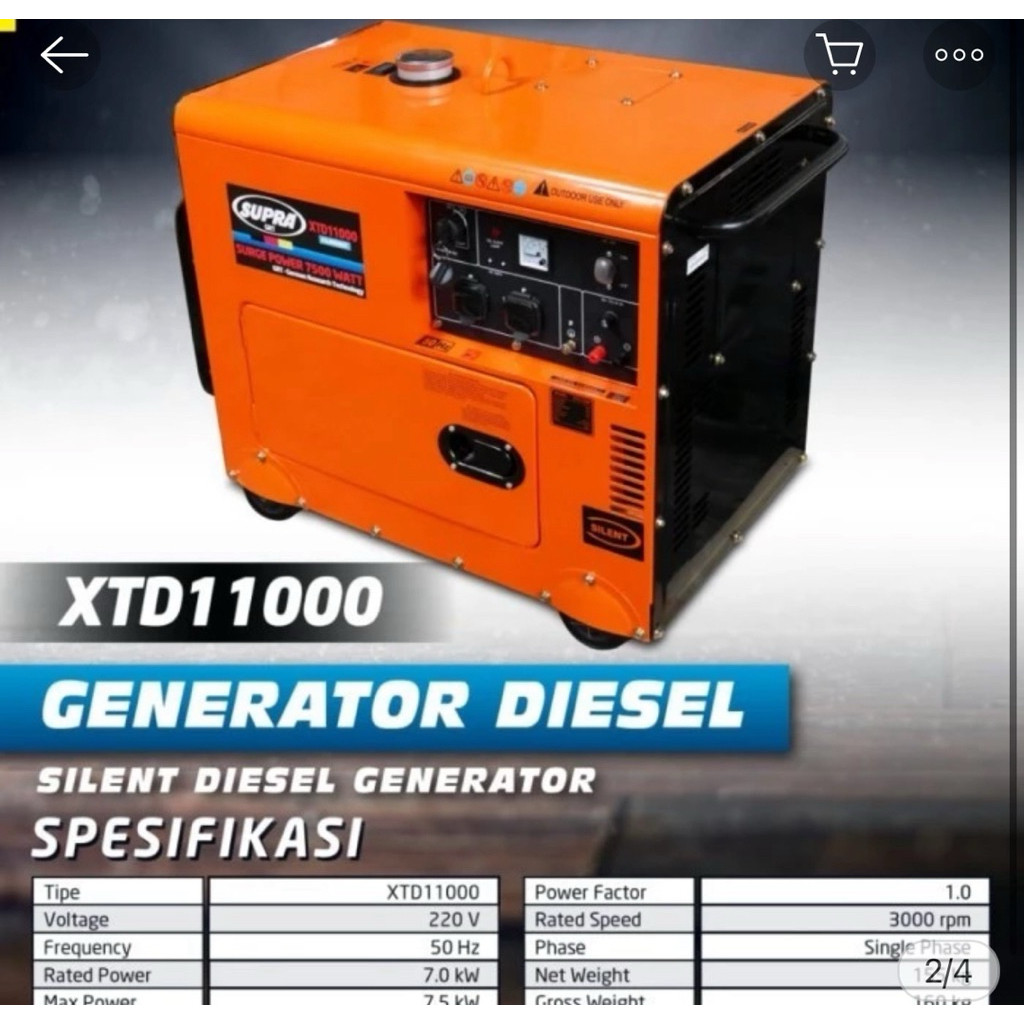 PROMO MESIN GENERATOR SOLAR 7500watt GENSET SOLAR SUPRA XTD1100
