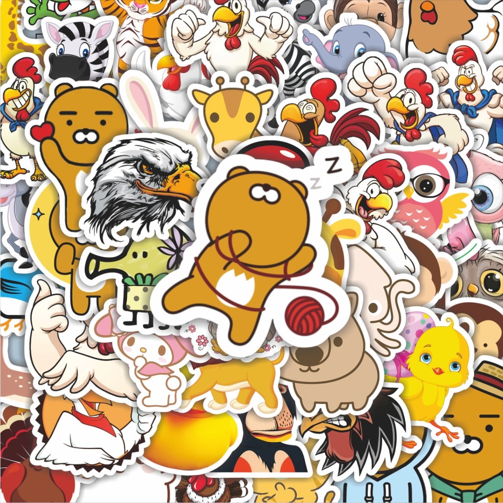

100PCS Lucu Stiker Kartun Hewan Lucu Stiker Aesthetic Stiker Anti Air Stikers Berperekat Waterproof sticker decal buat Motor Helm Buku Journal Koper Casing HP Laptop Botol Minum Hadiah anak