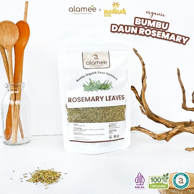 

ALAMEE Daun Rosemary Kering Dried Leaves Garnish Murni Asli Tanpa Campuran Bumbu Dapur 50g madinah