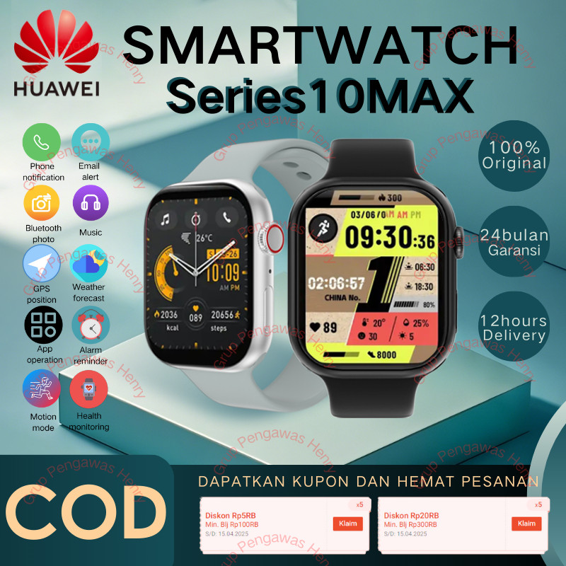 [100% Asli Garansi 24 bulan] HUAWEI Smartwatch S10 Max| Layar AMOLED|Jam tangan pintar pria untuk Wa