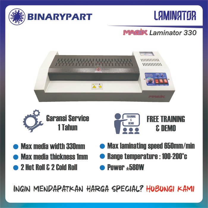 

Mesin Laminating A3 Untuk Laminating KTP, Dokumen, PVC ID Card, DLL Garansi 1 Tahun - MAGIX Laminator 330